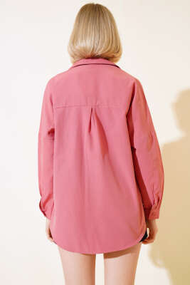 Oversize Kalıp Basic Gömlek Gül Kurusu - Thumbnail