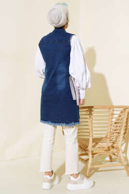 Cep Taşlı Kot Yelek Kot - Thumbnail