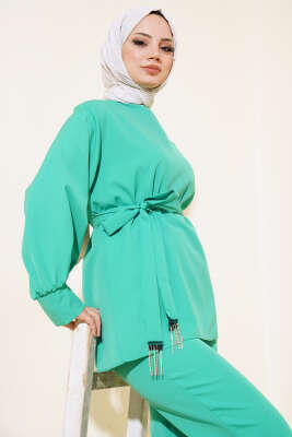 Taş Püsküllü İkili Takım Yeşil - Thumbnail