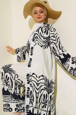 Etnik Desen Kimono İkili Takım Siyah - Thumbnail