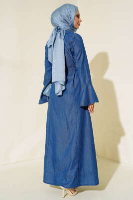 Kuşaklı Cepli Kot Elbise Kot - Thumbnail