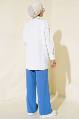 Dikiş Detaylı İkili Takım Mavi - Thumbnail