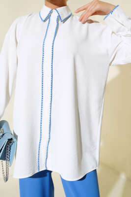 Dikiş Detaylı İkili Takım Mavi - Thumbnail