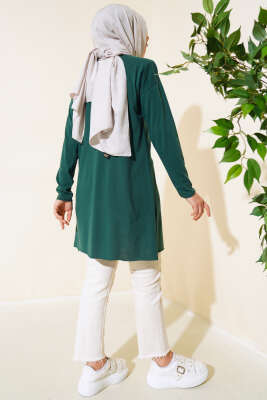 Düz Uzun Kol Tunik Zümrüt - Thumbnail