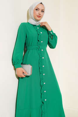 Pazarium - Boydan Fırfırlı Elbise Benetton