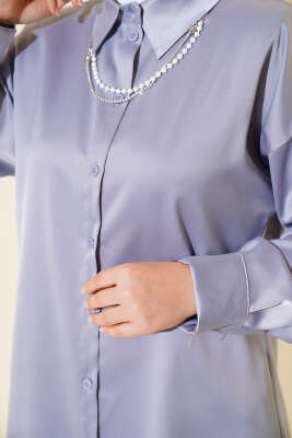 Saten Salaş Gömlek Gri - Thumbnail