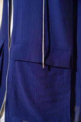 Çift Cep Kapaklı Hırka Lacivert - Thumbnail