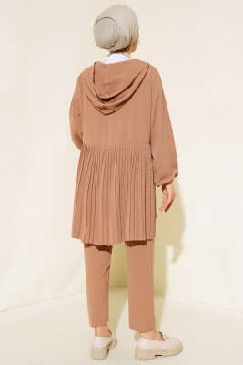 Arkası Pileli Ayrobin İkili Takım Vizon - Thumbnail