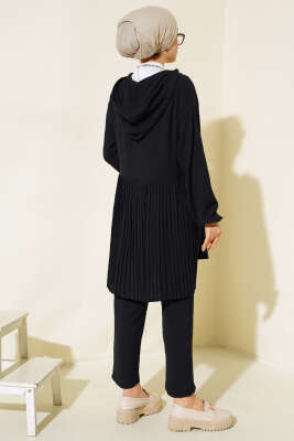 Arkası Pileli Ayrobin İkili Takım Siyah - Thumbnail