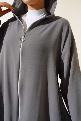 Arkası Pileli Ayrobin İkili Takım Kayrak Grisi - Thumbnail