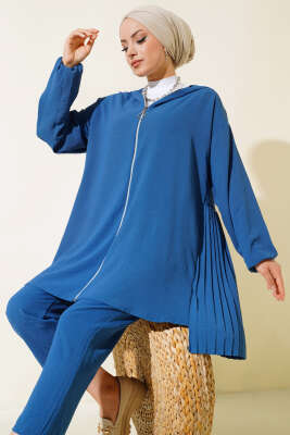 Arkası Pileli Ayrobin İkili Takım İndigo - Thumbnail