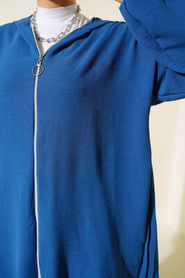 Arkası Pileli Ayrobin İkili Takım İndigo - Thumbnail