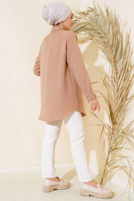 Kolu Taşlı Gömlek Latte - Thumbnail