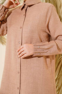 Kolu Taşlı Gömlek Latte - Thumbnail