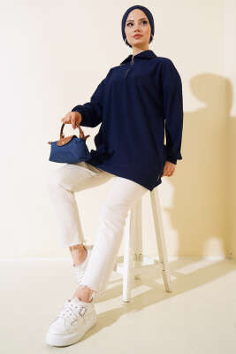 Fitilli Sweatshirt Lacivert - Thumbnail