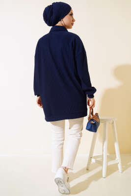 Fitilli Sweatshirt Lacivert - Thumbnail