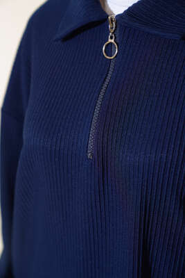 Fitilli Sweatshirt Lacivert - Thumbnail