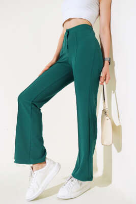 Çımalı Krep Pantolon Zümrüt - Thumbnail