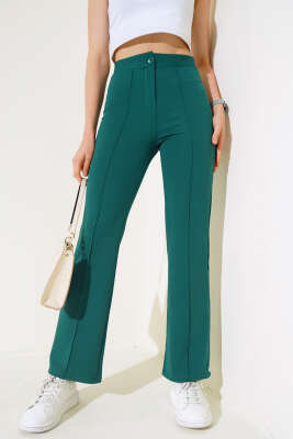 Çımalı Krep Pantolon Zümrüt - Thumbnail