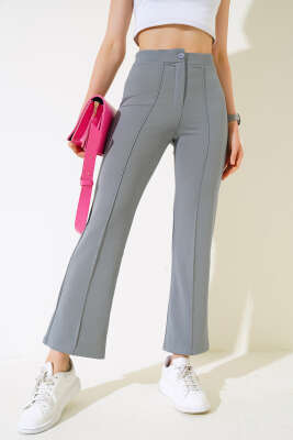 Çımalı Krep Pantolon Gri - Thumbnail