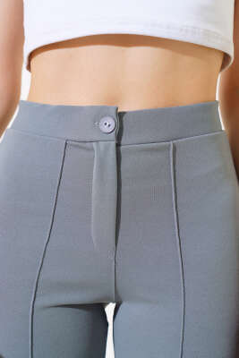 Çımalı Krep Pantolon Gri - Thumbnail