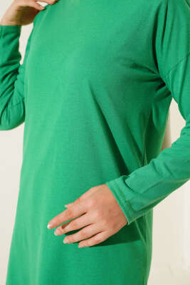 Düz Uzun Kol Tunik Yeşil - Thumbnail