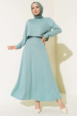 Pazarium - Kol Manşetli Etekli İkili Takım Mint