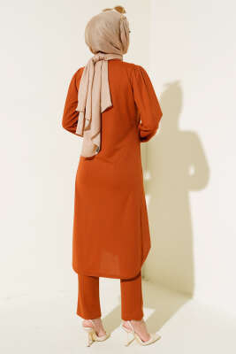 Boydan Düğmeli Tunik İkili Takım Taba - Thumbnail