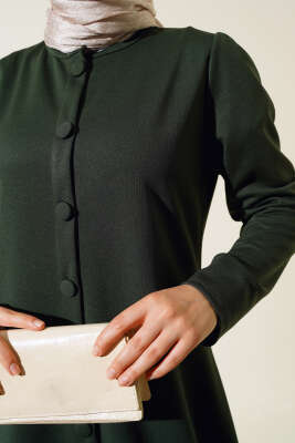 Boydan Düğmeli Tunik İkili Takım Haki - Thumbnail