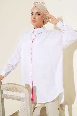 Biyesi Renkli Gömlek Fuşya - Thumbnail