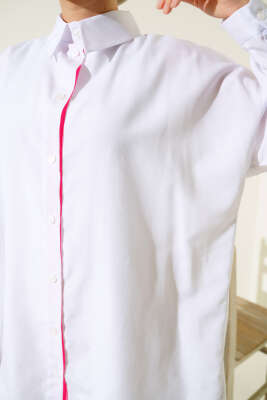 Biyesi Renkli Gömlek Fuşya - Thumbnail