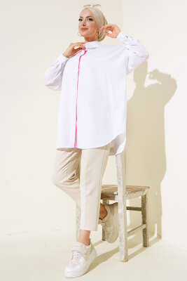 Biyesi Renkli Gömlek Fuşya - Thumbnail