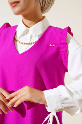 	 Fırfır Detaylı Üçlü Takım Menekşe - Thumbnail