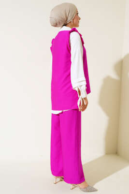 	 Fırfır Detaylı Üçlü Takım Menekşe - Thumbnail