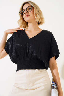 Bel Gipeli Jakar Bluz Siyah - Thumbnail