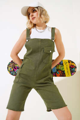 Paça Püsküllü Şortlu Slopet Haki - Thumbnail