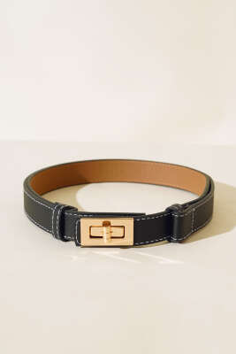 Pazarium - Kilit Tokalı Ayarlı Kemer Siyah