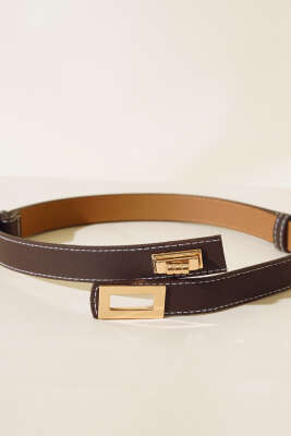 Kilit Tokalı Ayarlı Kemer kahve - Thumbnail