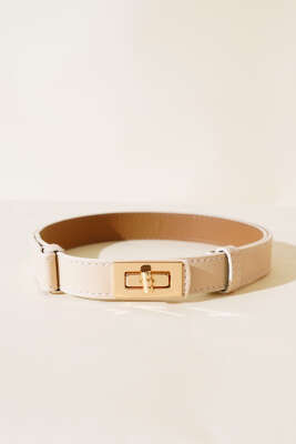 Pazarium - Kilit Tokalı Ayarlı Kemer Beyaz