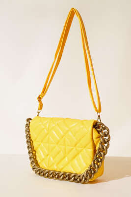 Kapitone Model Çanta Sarı - Thumbnail