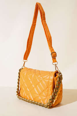 Kapitone Model Çanta Hardal - Thumbnail