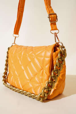 Kapitone Model Çanta Hardal - Thumbnail