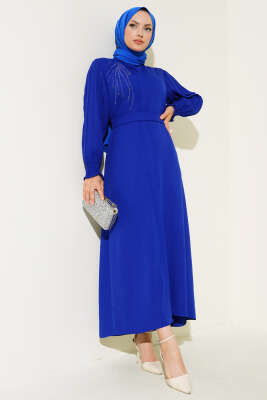 Pazarium - Kol Piliseli Taşlı Ferace Saks