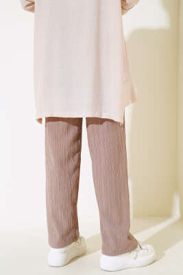 Bel Lastikli Bürümcük Salaş Pantolon Vizon - Thumbnail