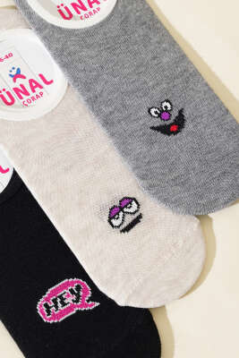 Karışık Desenli Bayan Babet Çorap Asorti 12 - Thumbnail