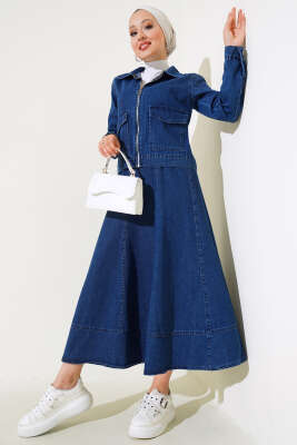 Fermuarlı Cepli Kot Takım Kot - Thumbnail