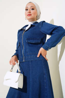 Fermuarlı Cepli Kot Takım Kot - Thumbnail