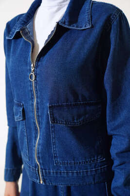 Fermuarlı Cepli Kot Takım Kot - Thumbnail