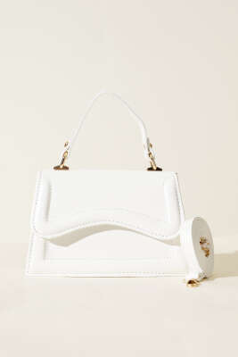 Tek Bölmeli El Çantası Beyaz - Thumbnail