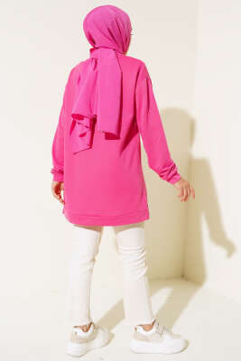 Yazı Baskı Armalı Tunik Fuşya - Thumbnail